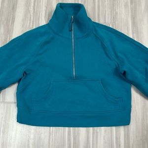 Scuba Oversized Funnel-Neck Half Zip, size xs/s, color teal